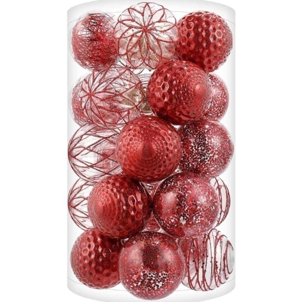 Brand New Set of 25 Red 2.76" Christmas Ball Ornaments Shatterproof Decorations